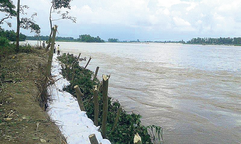 कर्णाली नदीमा कटान तीव्र, टीकापुर नगरपालिकाका चार वडा खतरामा