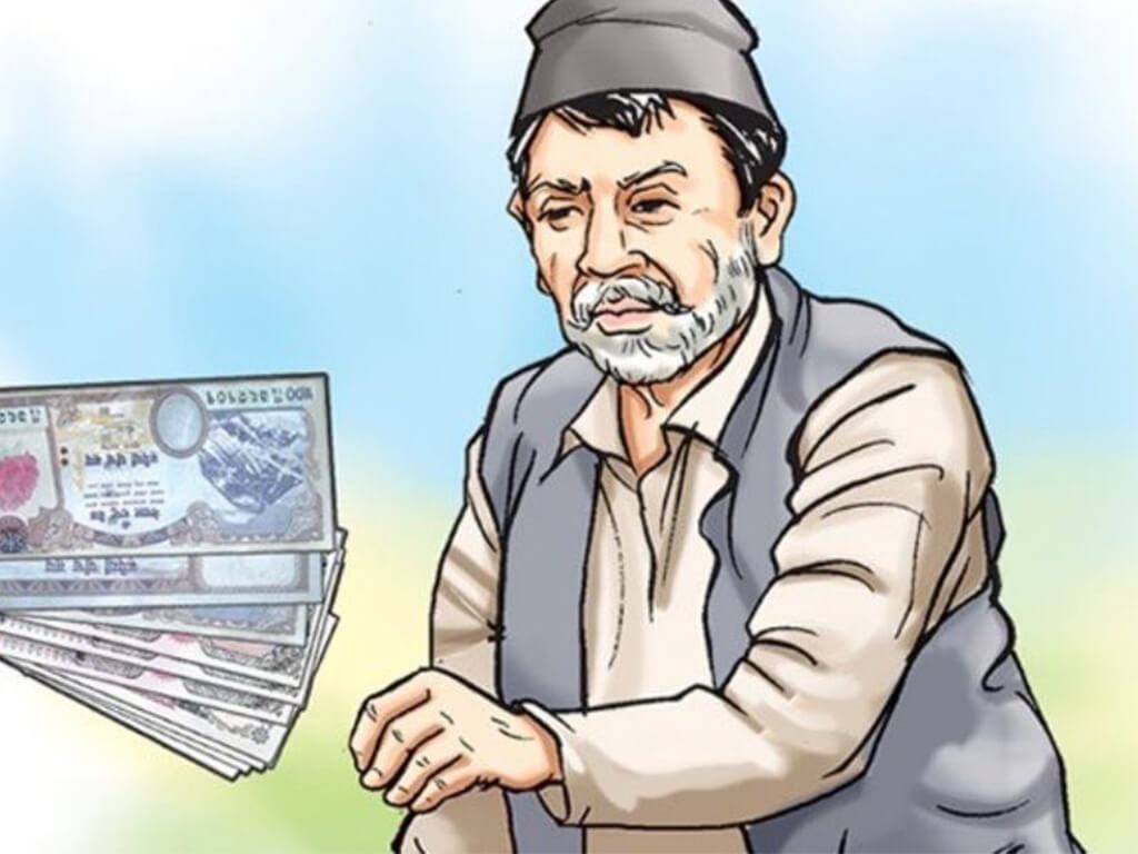 घरदैलोमै वृद्धभत्ता पुर्‍याउँदै पालिका अध्यक्ष 