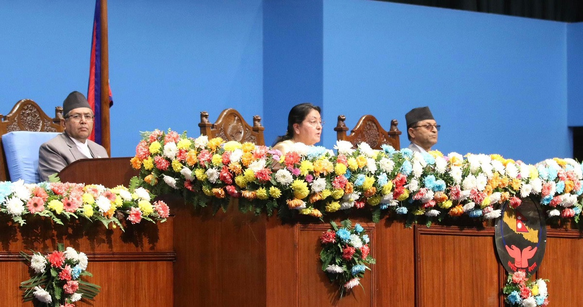समृद्धि र विकासको आकाङ्क्षा पूरा गर्न तीनै तहका सरकार प्रतिबद्ध भएर लाग्ने राष्ट्रपतिको विश्वास (पूर्णपाठ)