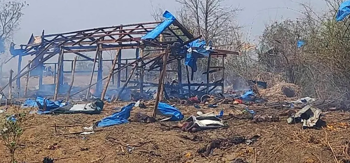 म्यान्माको सेनाद्वारा विपक्षीमाथि हवाई हमला, १ सय जनाको मृत्यु