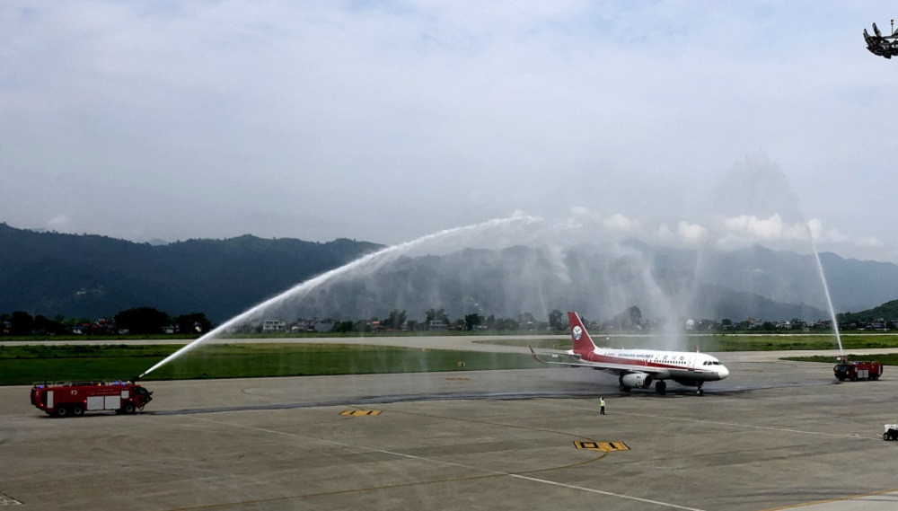 पोखरा विमानस्थलमा पहिलो अन्तर्राष्ट्रिय व्यावसायिक जहाज अवतरण