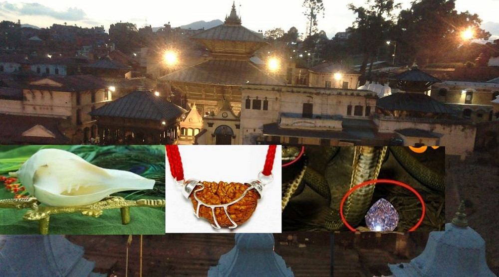 पशुपतिनाथमा नागमणि, एकमुखे रुद्राक्ष र दाहिने शङ्ख प्रदर्शन
