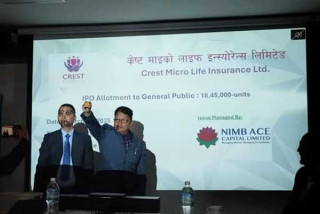 क्रेष्ट माइक्रो लाइफ इन्स्योरेन्सको आईपीओ बाँडफाँट, १ लाख ८४ हजार ५ सयले पाए शेयर